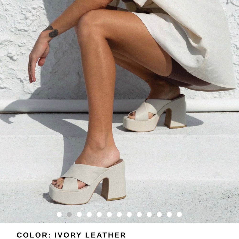 Dolce Vita White Ivory Leather Wonder Heels 8 still in the box.